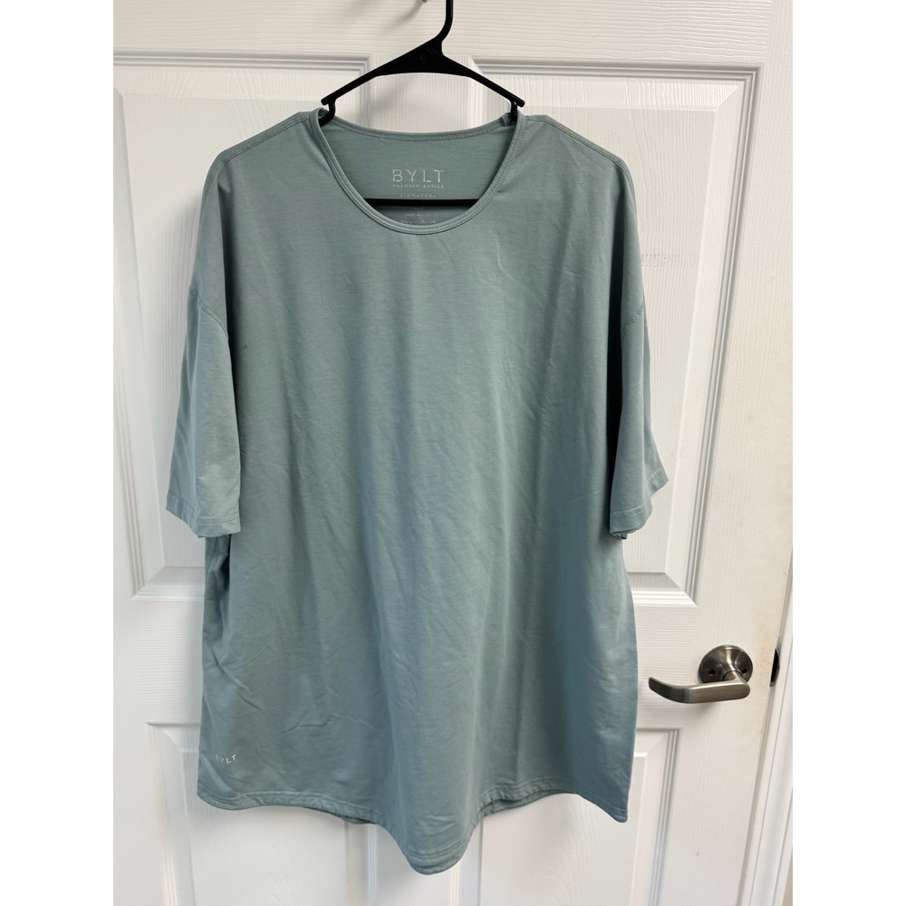 BYLT Premium Basics Signature T-Shirt 3XL Sage Green Curved Hem Short Sleeve Tee